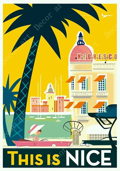 Прованс Ницца Франция поп арт путешествия холст живопись винтажная стена крафт