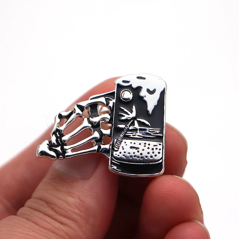 30 шт./лот металлические броши в виде рок для мужчин пивной панк череп пальмовые