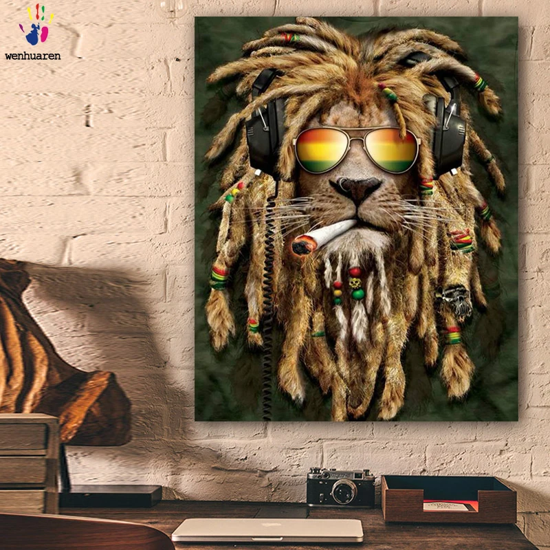 

DIY colorings pictures by numbers with colors Handsome lion picture drawing painting by numbers framed Home