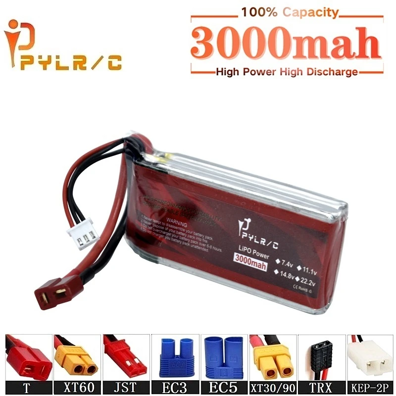 

High Rate 7.4v 3000mah 45CLipo Battery For RC Helicopter Parts 2s Lithium battery 7.4v RC Car Boat Airplanes Drone Battery