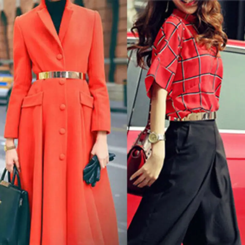 New Fashion Women Metal Waist Mirror Wide Gold Silver Plate Waistband Chains Belt Apparel Accessories | Аксессуары для одежды