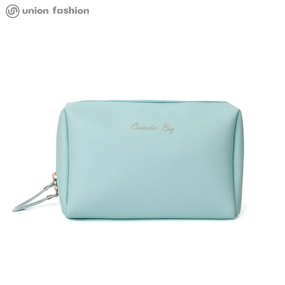 

Gold Accent Logo Gold Stamping Vegan Leather Cosmetics Bags Makeup bag with zipper
