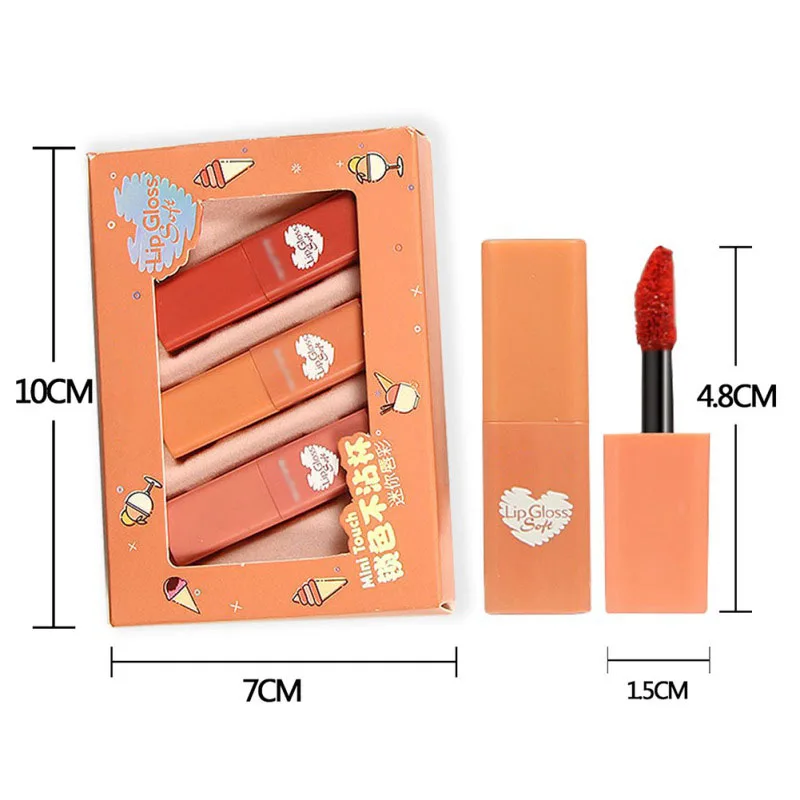 

3 Pcs Matte Lipstick Set Non-stick Cup Lip Glaze Waterproof Lasting Velvet Nude Gift For Girl Lipsticks Cosmetics
