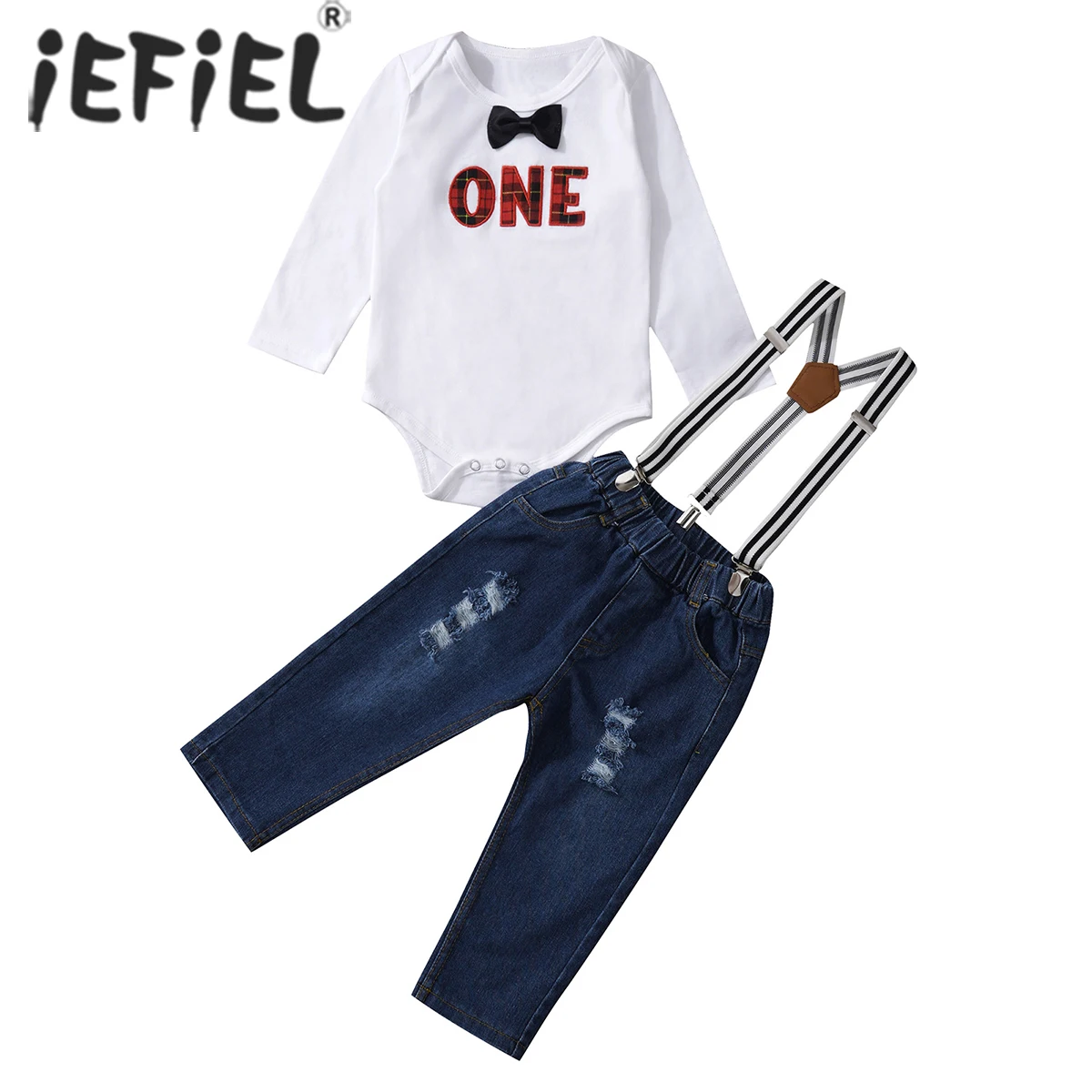 

2 шт./комплект, Детский комбинезон с длинным рукавом и галстуком-бабочкой