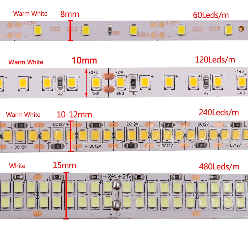 5m 20m 12V 24V 2835 Светодиодные ленты светильник 120 светодиодный s/m Светодиодные ленты Водонепроницаемый гибкий светодиодный лента стабилизированный светодиодный светильник теплый белый