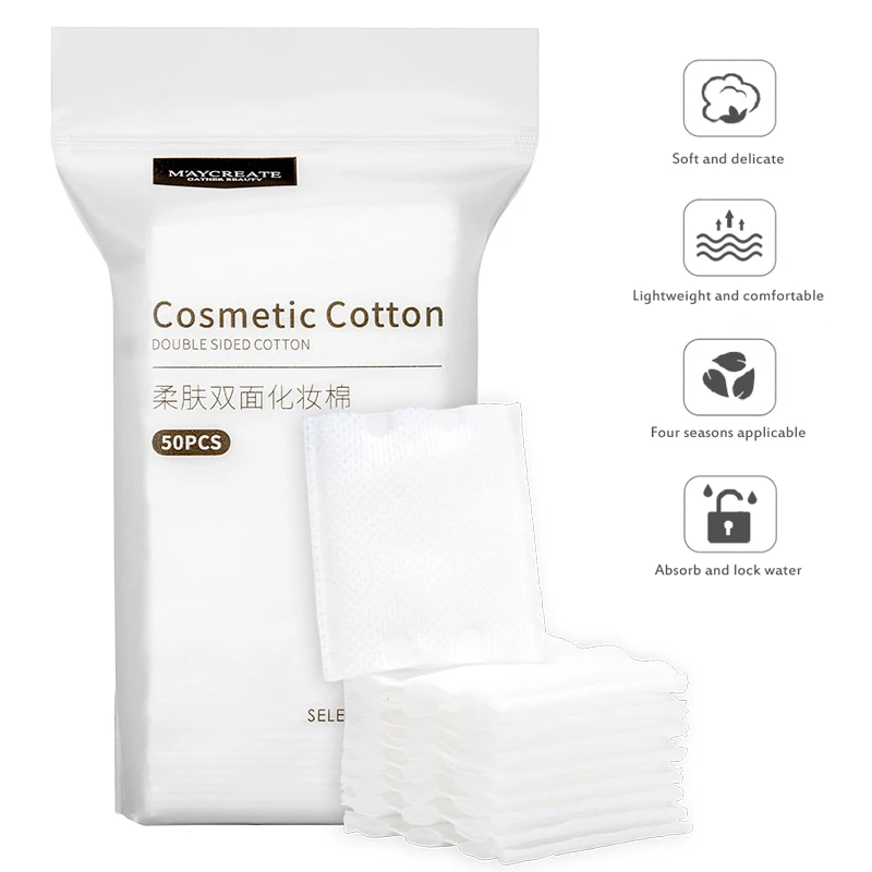 

50PCS/Bag Double Side Makeup Cotton Skin-Friendly Makeup Cotton Sponge Cleaning Pads For Women Facial Beauty Makeup Accessories