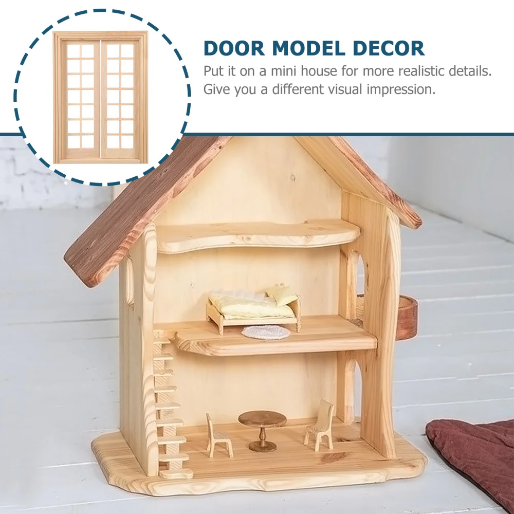 

1Pc DIY Door Model Adornment Wooden Mini Furniture Ornament Photo Prop