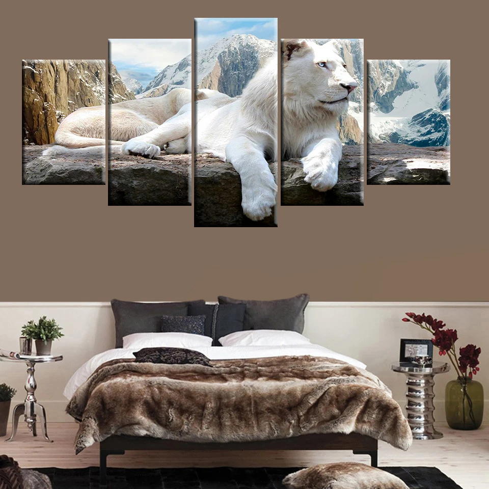 

Алмазная живопись с белым львом, Набор для вышивки крестиком 5D, квадратный и круглый узор, мозаика с животными, 5 шт., A172