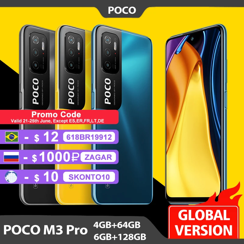Глобальная версия POCO M3 Pro смартфон NFC 64 Гб/128 ГБ Dimensity 700 Octa Core 90 Гц 6 5 &quotFHD +