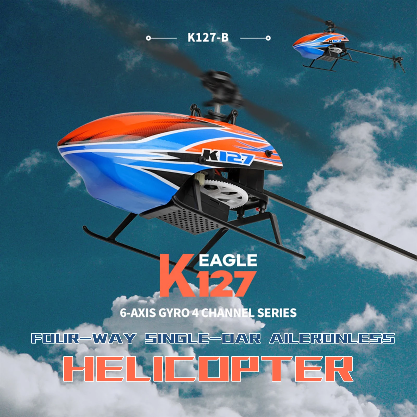 

WLtoys XKS K127 RC Helicopter Remote Control Helicopter for Beginners 6-axis Gyro Single Blade RC Aircraft RC Plane 4CH RTF