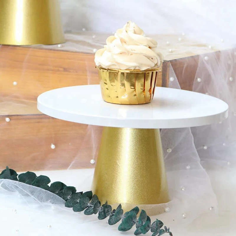 

2x Metal Iron Cake Stand Round Pedestal Dessert Holder Cupcake Display Rack Bakeware 25X17CM & 20.5X12CM