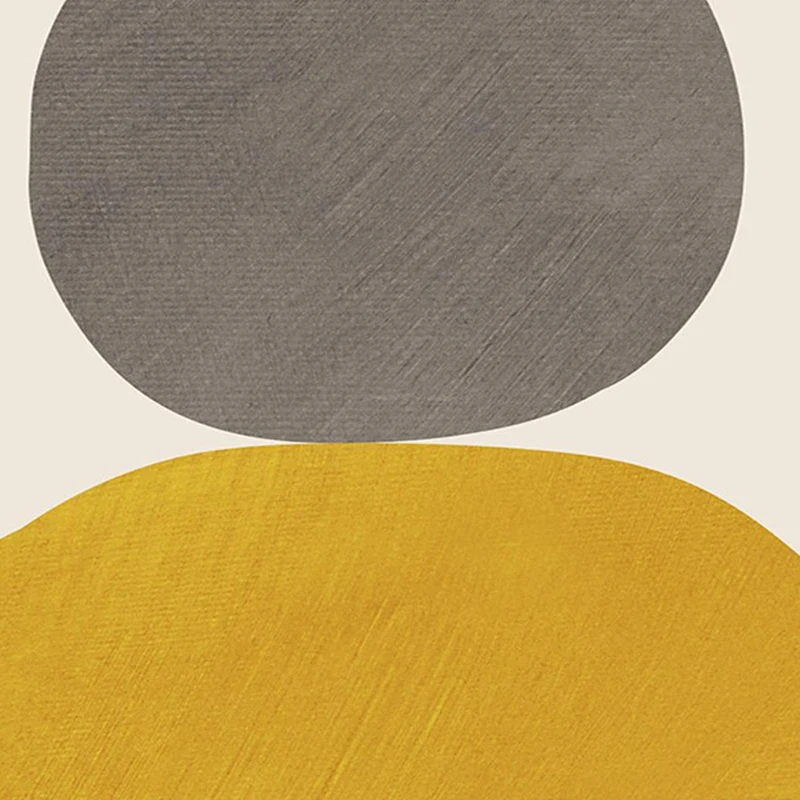 Плакат в минималистичном стиле с полосками круглым рисунком горчичного цвета