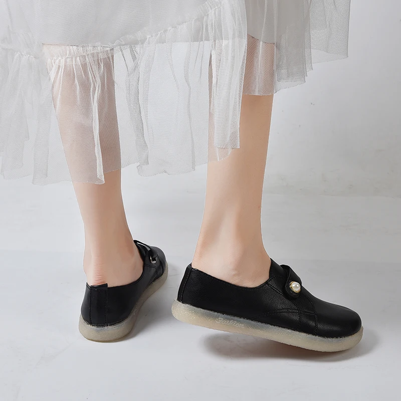 

Shoes Woman Flats All-Match Soft Elegant Casual Female Sneakers Round Toe Shallow Mouth Dress Small New Summer Slip-On Basic PU