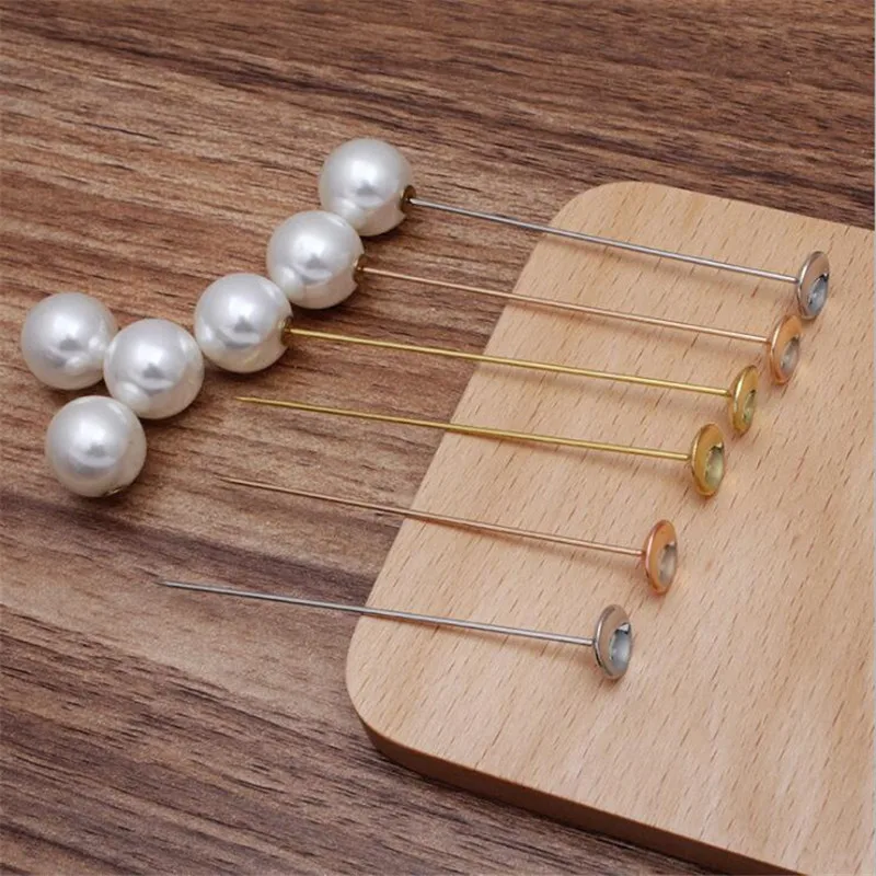 

PEMODOX 200 pieces Jewelry Clothing Accessories 10mm Bowl Tray Brass Plated Long Pin Brooch collar pin