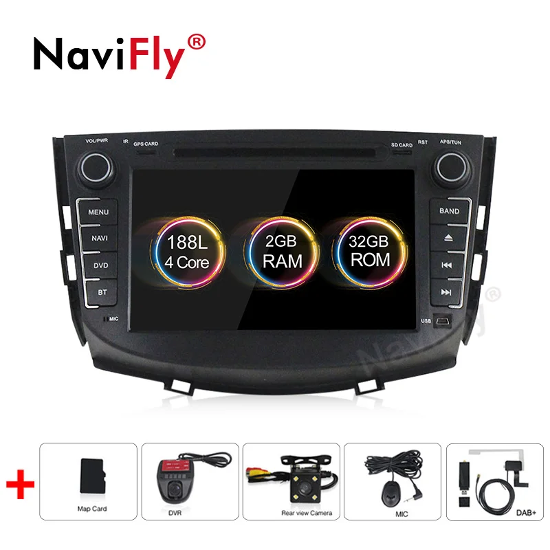 camera dvr dab NaviFly Android 9,1 Автомобильный мультимедийный gps радио плеер для Lifan X60 стерео dvd-плеер wifi BT CANBUS четырехъядерный 2 Гб ram 32 ГБ rom FM - Цвет: camera dvr dab