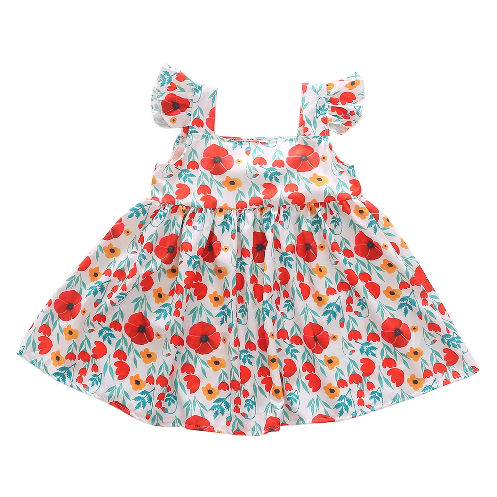 Летние платья для маленьких девочек Мягкие трапециевидной формы без рукавов с