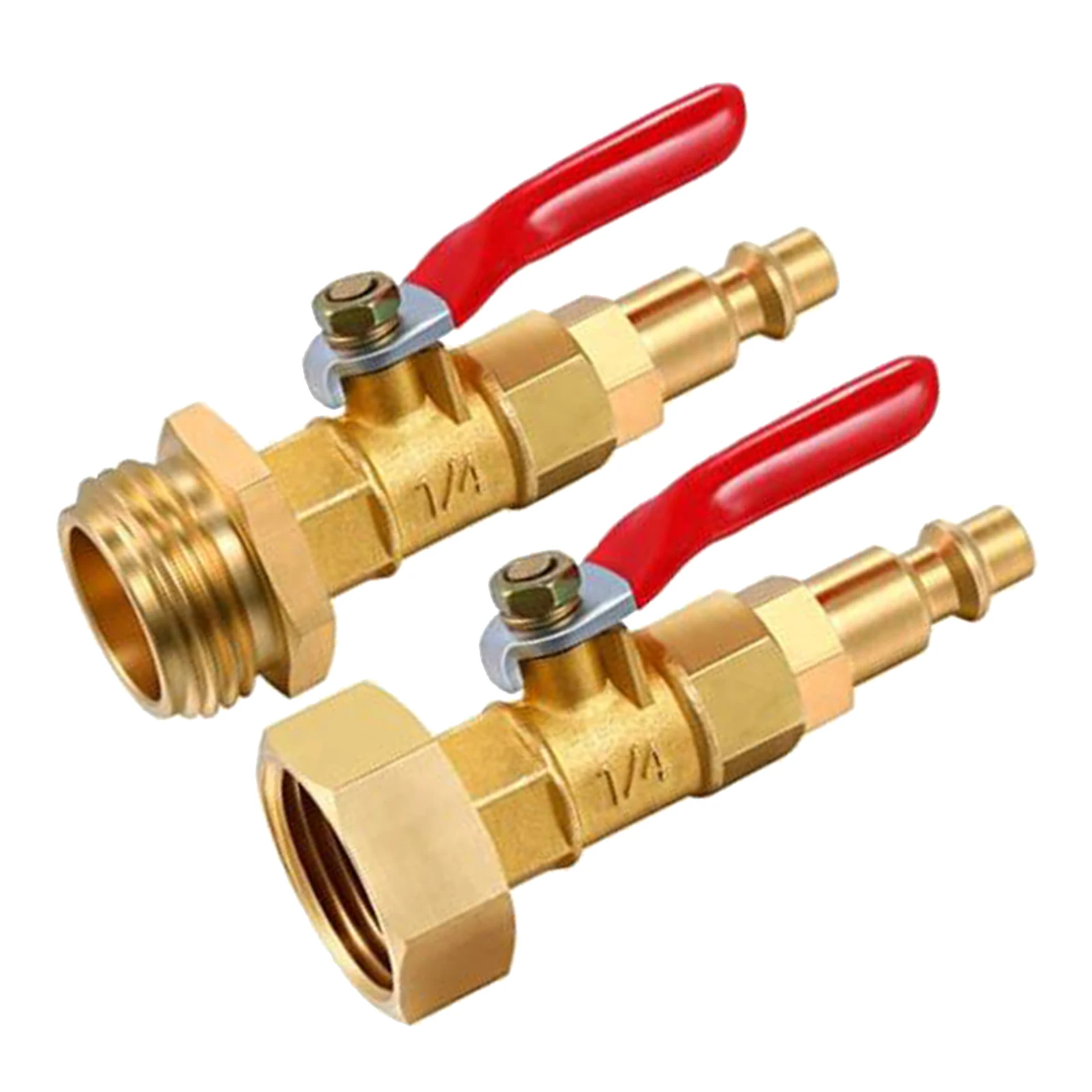 

2PCS Brass Winterize Adapter 1/4 Inch Male Quick Connecting Plug & 3/4 inch Male GHT Thread with Ball Valve for RV Boat Trailer