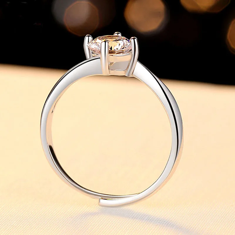 1ct S925 Женское Обручальное кольцо из твердого серебра 925 пробы, Ювелирное кольцо с кубическим цирконием, круглый и блестящий Романтическая свадьба, кольцо