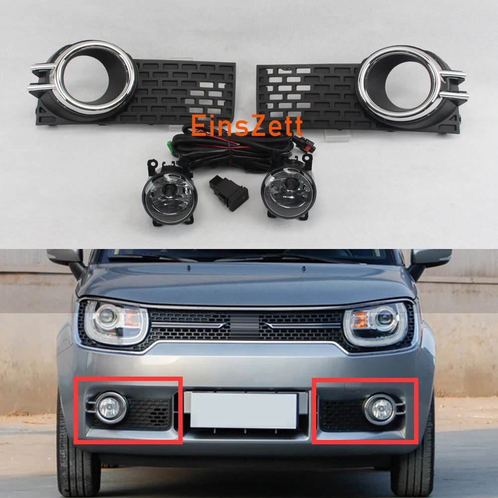 

1 комплект автомобильных противотуманных фар в сборе для Suzuki Igins 2015-2018 галогенная лампа на передний бампер DRL фара с переключателем крышки