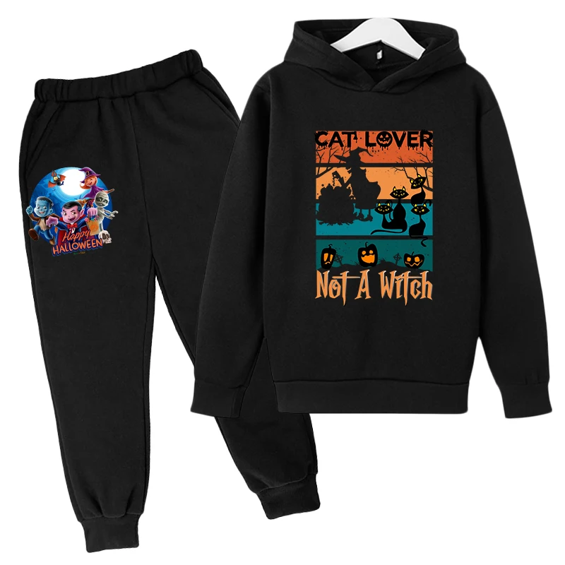 

Autumn Street Cool Hoodie Universal Girls' Clothing Set Boys Oversized 2 Piece Sweater Pants Halloween Pattern Pullover Jacket