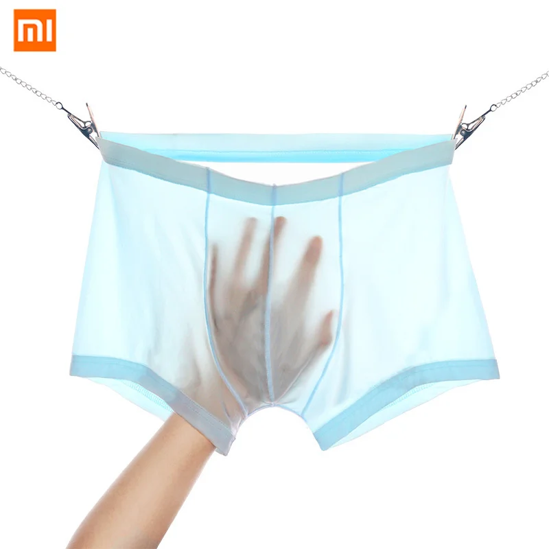 Мужские летние шелковые трусы Xiaomi 3 шт./лот мужское нижнее белье 3D U образные