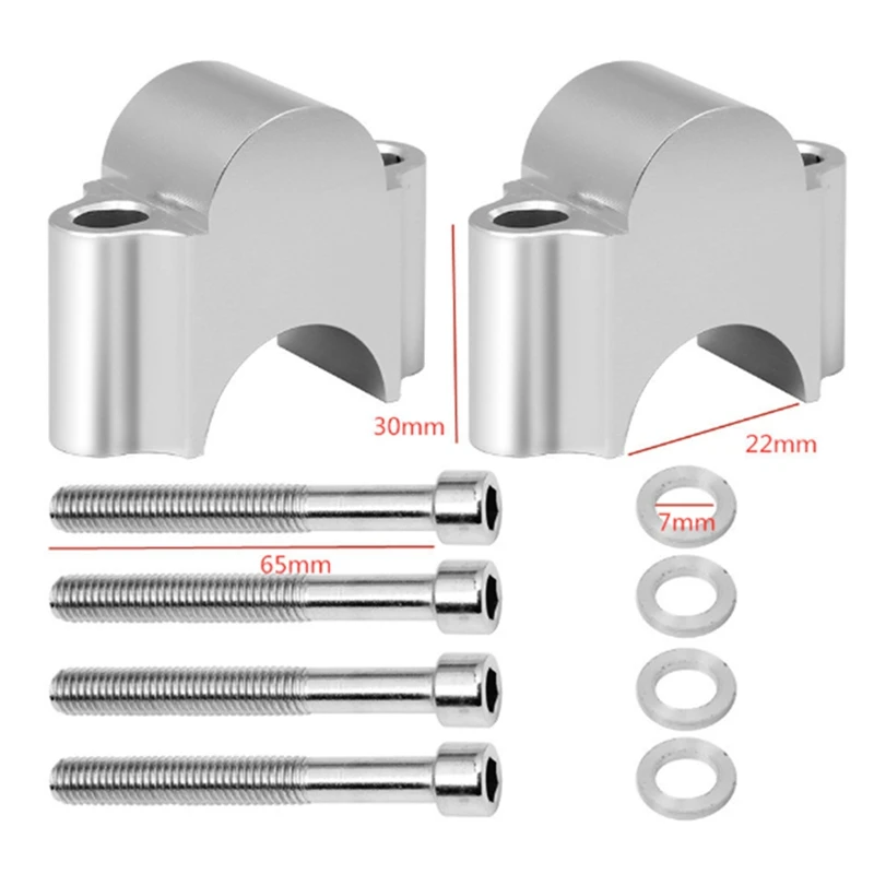

Motorcycle Silver Handlebar Riser Mount Handle Clamp Universal for BMW- R1200Gs YAMAHA MT07 MT09