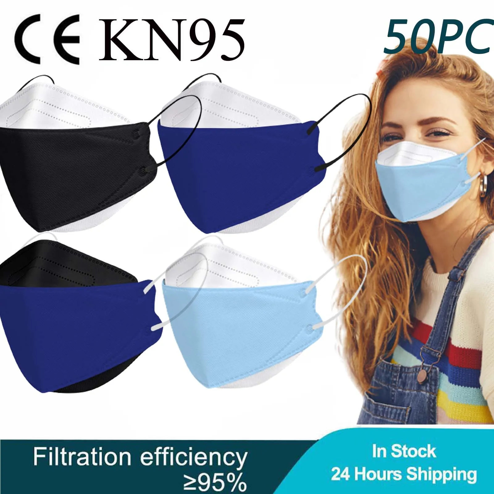 

50 шт., маска для лица KN95, маска для взрослых fpp2, маска в стиле пэчворк, цветные капли и туман, предотвращающие появление рыбок, Нетканая FFP2 CE маска для лица