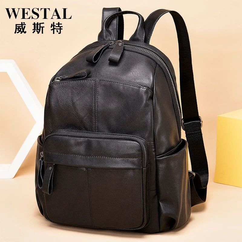 

2021 new leather backpack fresh and sweet travel bag fashionable top layer cowhide all-match women's backpack