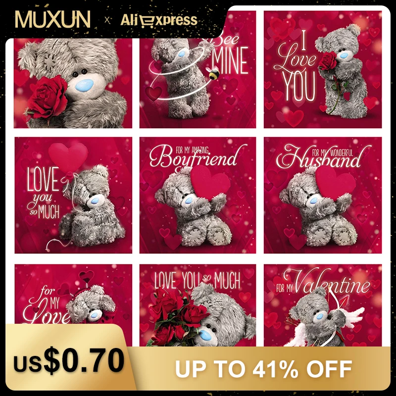 Полностью квадратная/круглая Алмазная картина с изображением медведя 3D вышивка