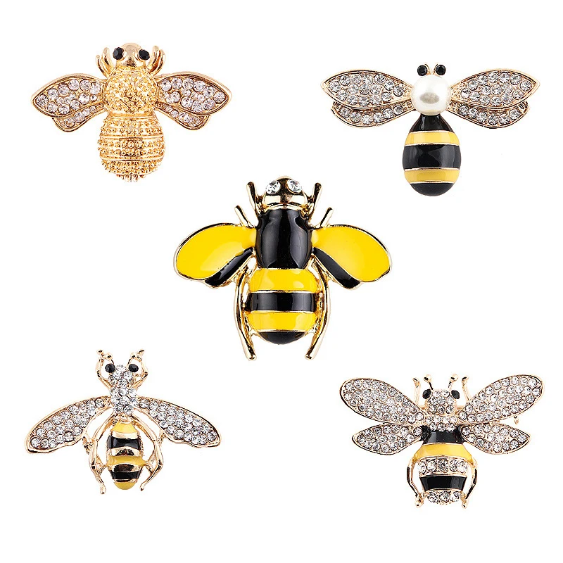 

1PC Crystal Bee Metal Brooches Insect Brooch Pin Women&Men Jewelry Cute Small Bumblebee Badges Fashion Cloth Decors Acc