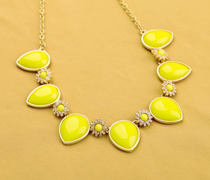 Яркое Ожерелье в форме капли воды желтого цвета новое модное ожерелье-чокер для