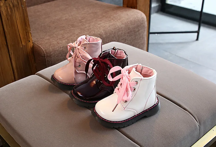 JUSTSL Autumn Winter Children's Martin Boots Girls Boys Short Boots Baby Kids Plus Velvet Waterproof Cotton Shoes