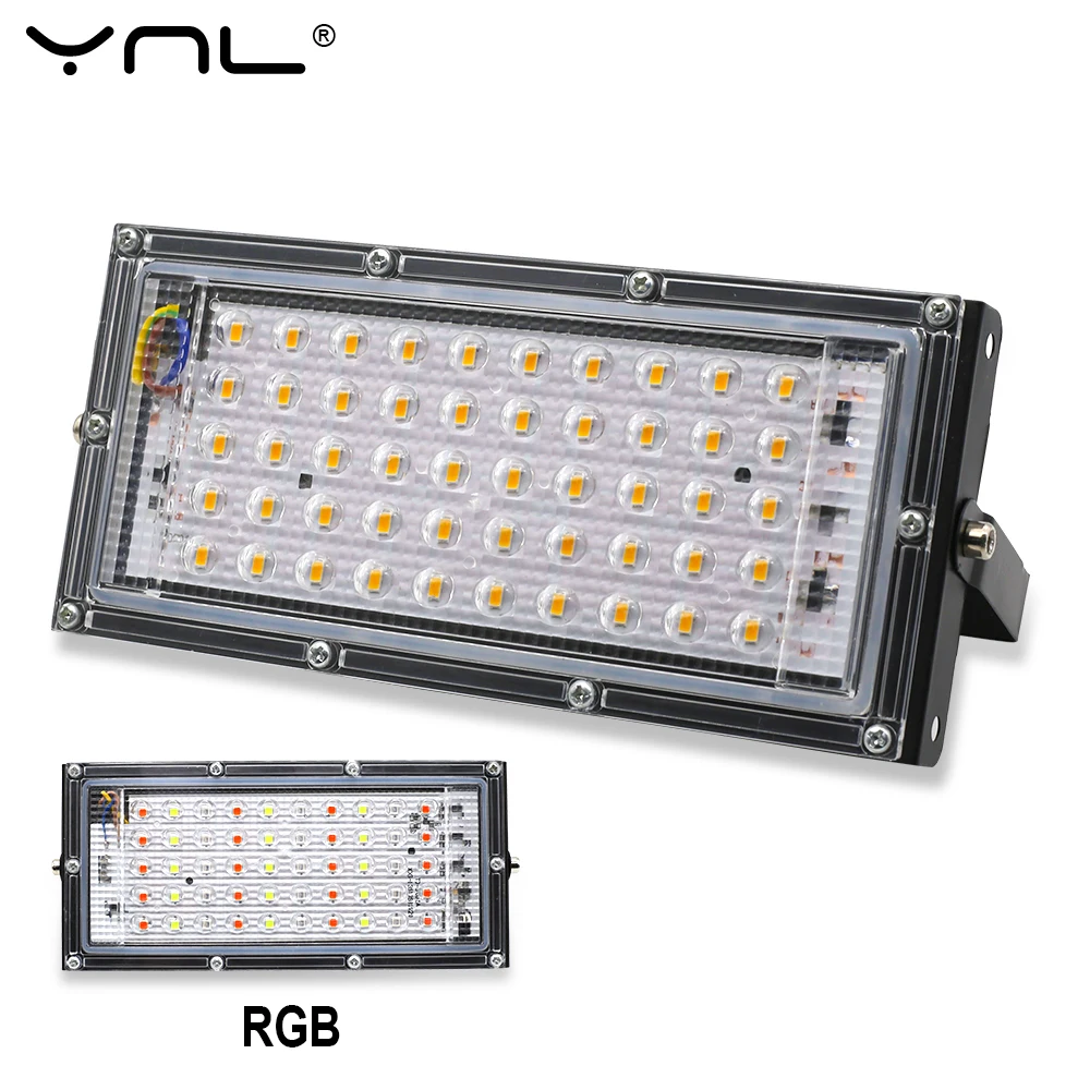 Светодиодный прожектор светильник 50W 220V 240V Светодиодный прожектор светильник RGB IP65 Водонепроницаемый сад уличный фонарь отражатель Светодиодный точечный светильник на открытом воздухе светильник Инж