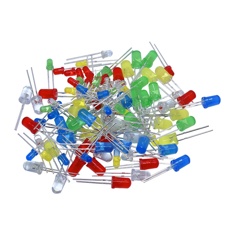 Free shipping 100PC/Lot 3MM 5MM Led Kit Mixed Color Red Green Yellow Blue White Light Emitting Diode | Электронные компоненты и