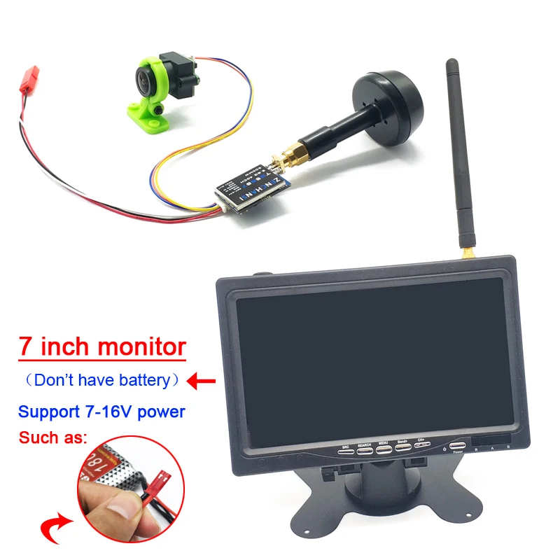 5.8G 48CH 7 inch HD monitor and 600mW VTX video Transmitter with Wide Voltage CMOS 1000TVL fpv Camera for FPV Racing Drone - купить по