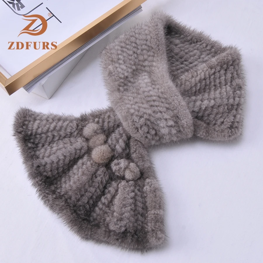 ZDFURS * оптовая продажа модный новый дизайн вязаный шарф из натурального меха норки