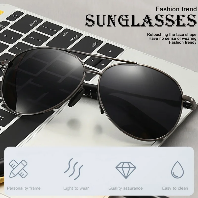 

Aviation Metal Frame Sunglasses Classic Polarized Sunglasses Retro Rectangle Sun Glasses Unisex Day Night Vision Driving Glasses