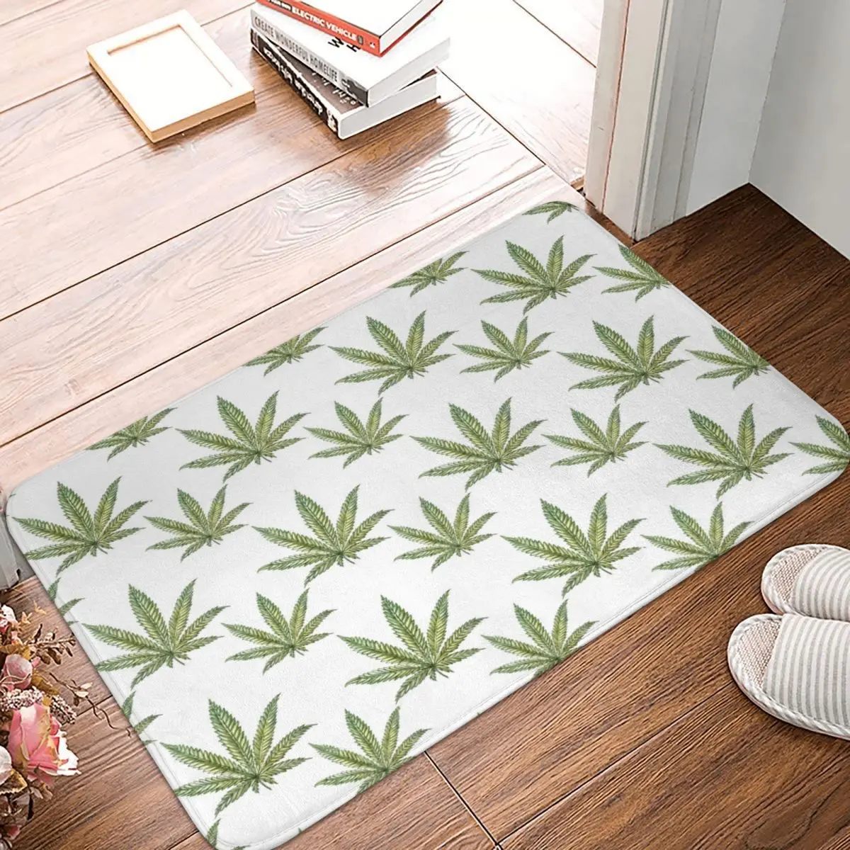 

Hemp Leaf Doormat Bathroom Welcome Soft Living Room Home Mat Natural Plant Decor Floor Rug Bath Mat