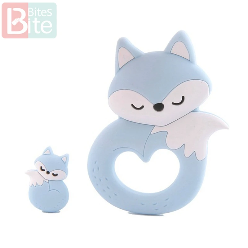 Blue Fox Укус укусов 2 шт./компл. Черепаха силиконовый детский Прорезыватель для зубов "сделай сам" для изготовления Еда Класс коала силиконовые крошечные стержень при прорезывании зубов силиконовые бусины комплект ювелирных изделий - Цвет: Blue Fox