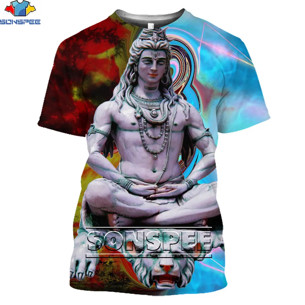 

SONSPEE Hindu God Shiva T-shirt Women's Men's 3D Printing Shiva T-shirt Top Short Sleeve Casual Streetwear Pullover Direct Sales