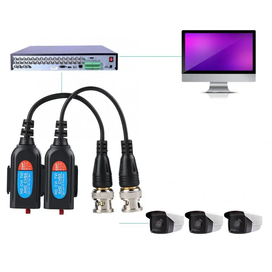 10 пар/лот 8MP пассивный видео балун витой адаптер приемопередатчика Пассивный