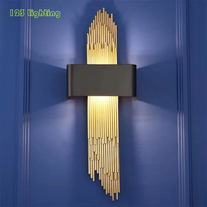 

Golden Stainless steel LED Wall light Mirror light Parlor Bedroom Wall Sconce Bathroom light Loft Decoration Wall Lamp 110-260V