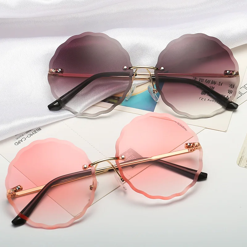 

Vintage Round Sunglasses Women Men 2021 Fashion Rimless Glasses Retro Pink Sun Glasses Women UV400 Shades Sunglasses