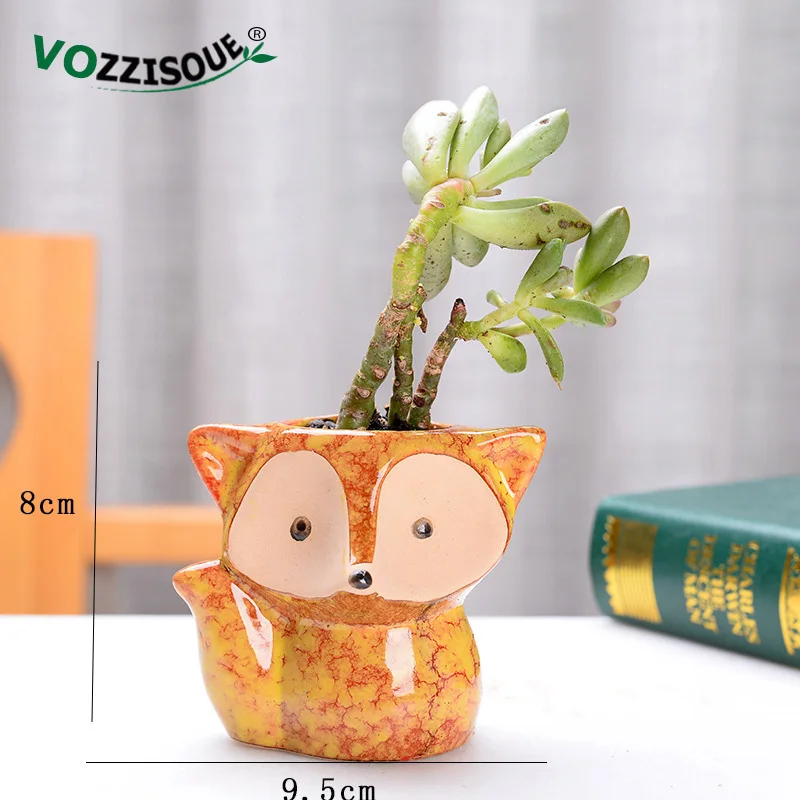Милый маленький горшок для растений с лисой цветочный суккулентных мини Maceta дома