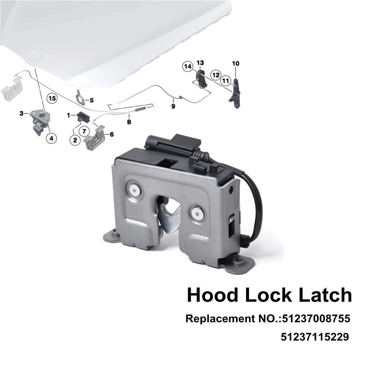 

2 Pcs 512370087 Front Lower Hood Lock Latch for BMW 3 5 Series E60 E90 E92 Bonnet Open Catch Lock Release Mechanism 51237115229