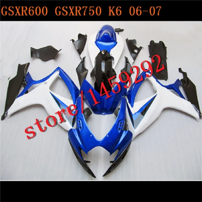 

Motorcycle Fairings Kit Fit For gsxr600/750 2006-2007 GSX600 750 2006 2007 blue black white Bodywork Fairing Set
