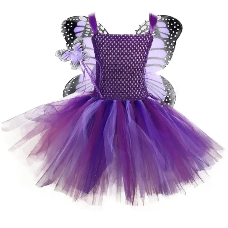 Vestido infantil/ г.; платье-пачка для девочек; детское пышное платье из тюля с крыльями бабочки; Детский карнавальный костюм на Хэллоуин; платья