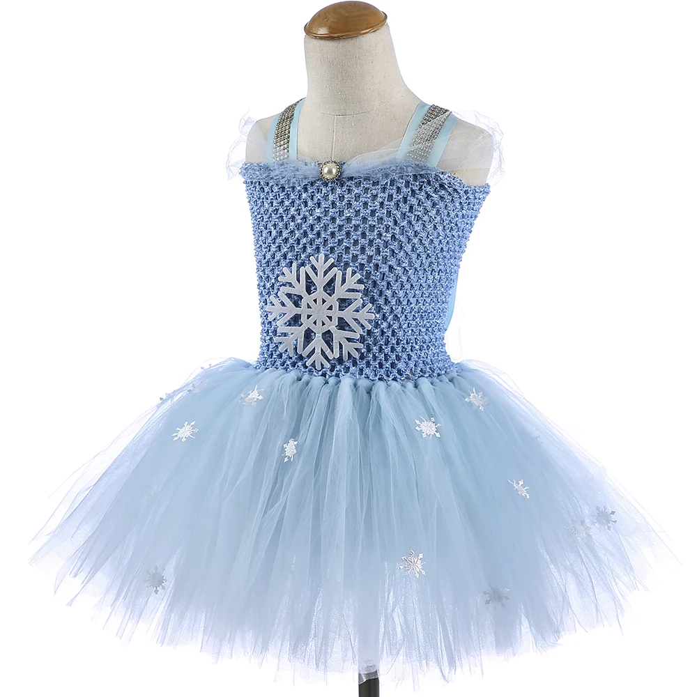 Светильник голубой снежинки Платье принцессы с юбкой-пачкой до колена Длина