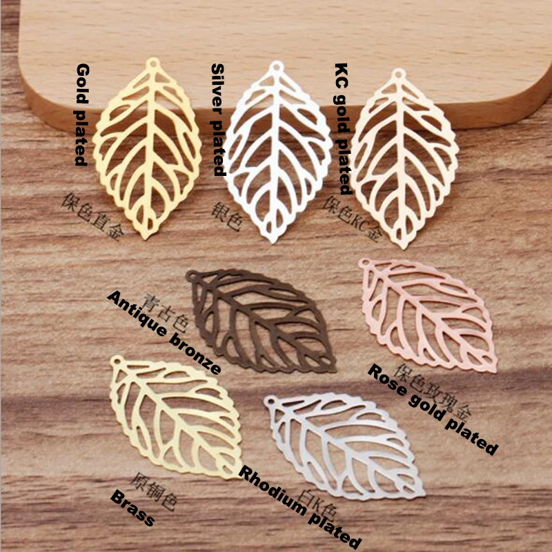 500pcs 20x35mm leaves filigree flower wraps connectors flower piece earring pendant necklace charms jewelry connector FCN-044