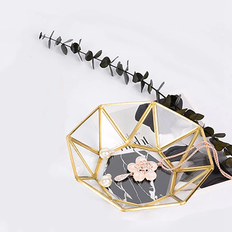 ABUI скандинавский стиль латунь + стекло геометрические корзины для хранения